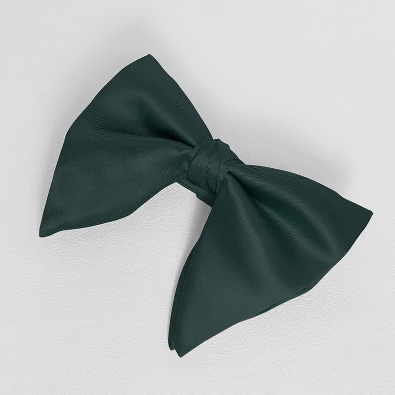 Men's British Style Solid Color Oversized Pointed Bow Tie Pocket Square - Image 9