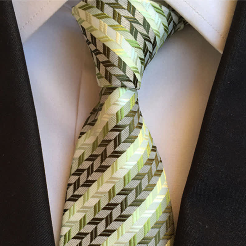 Men's Broken Fish Bone Striped Necktie - Image 2