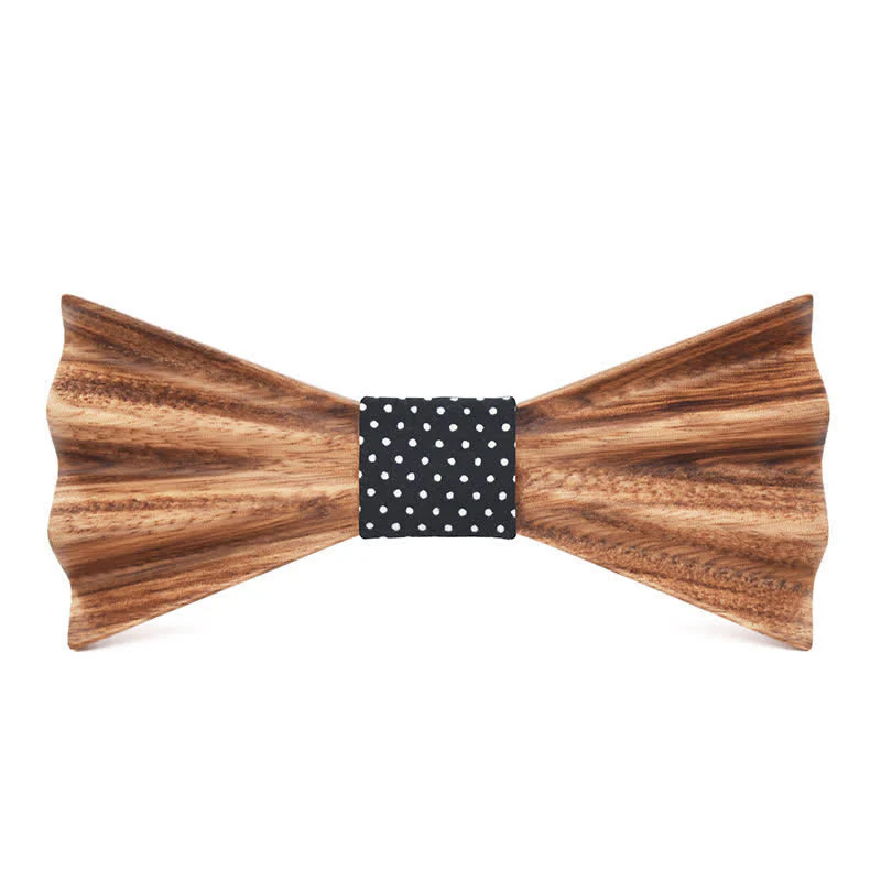 Men's Brown Stereo 3D Folded Wooden Bow Tie - Image 2