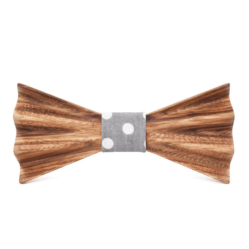 Men's Brown Stereo 3D Folded Wooden Bow Tie - Image 3