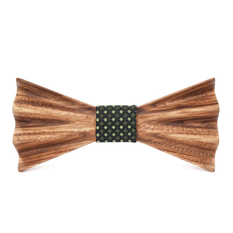 Men's Brown Stereo 3D Folded Wooden Bow Tie - Image 4