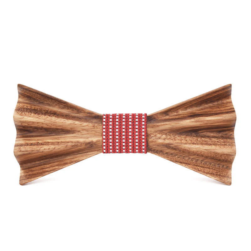 Men's Brown Stereo 3D Folded Wooden Bow Tie - Image 5