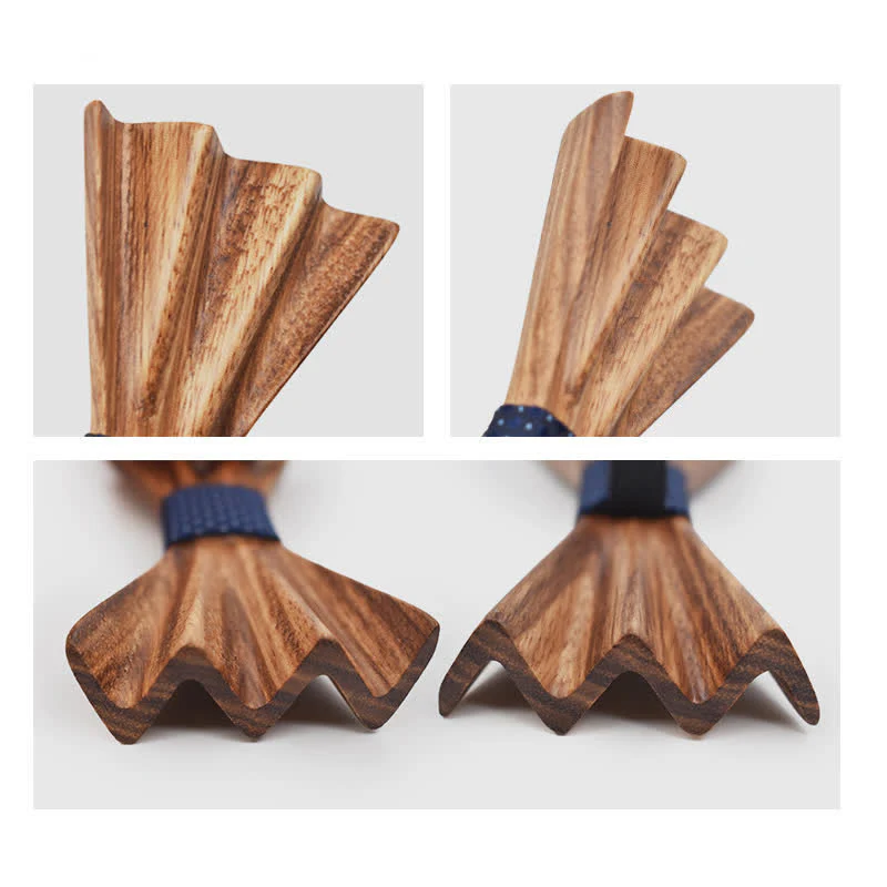 Men's Brown Stereo 3D Folded Wooden Bow Tie - Image 7