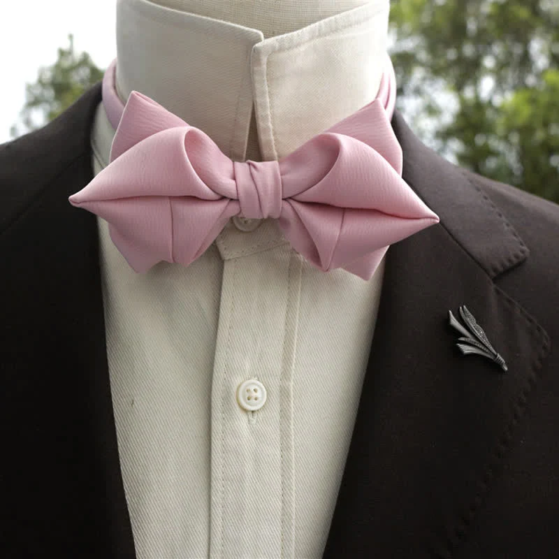 Men's Bud-Like Solid Color Pointed Bow Tie - Image 10