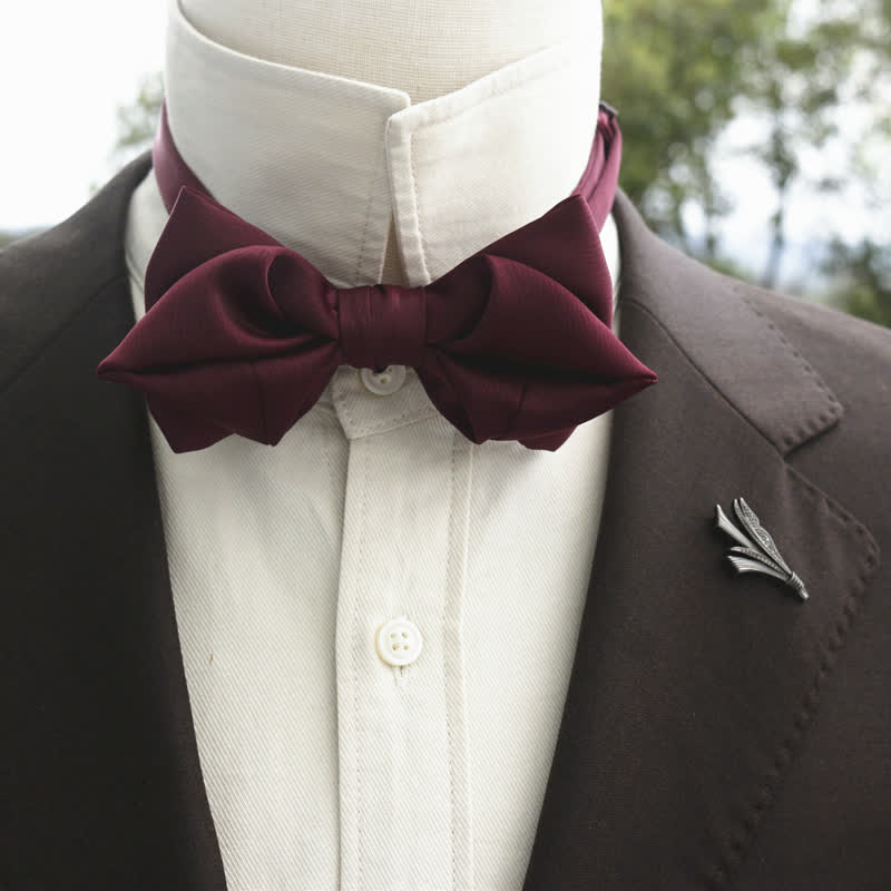 Men's Bud-Like Solid Color Pointed Bow Tie - Image 6