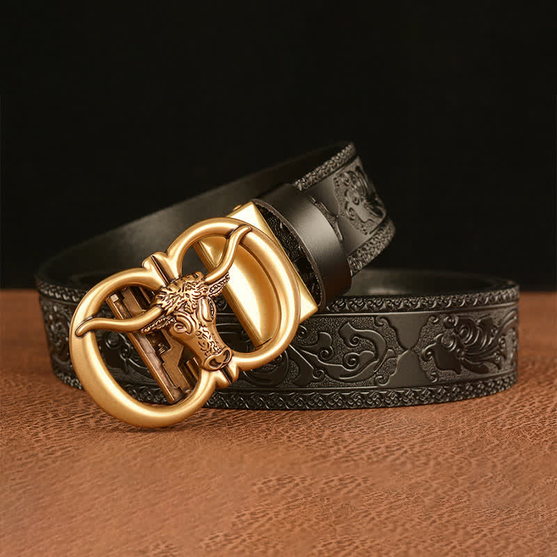 Men's Bull Head Buckle Leather Belt - Image 11