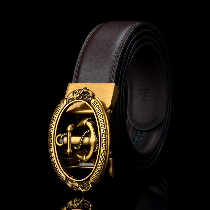 Men's Nautical Ship Anchor Leather Belt - Image 4
