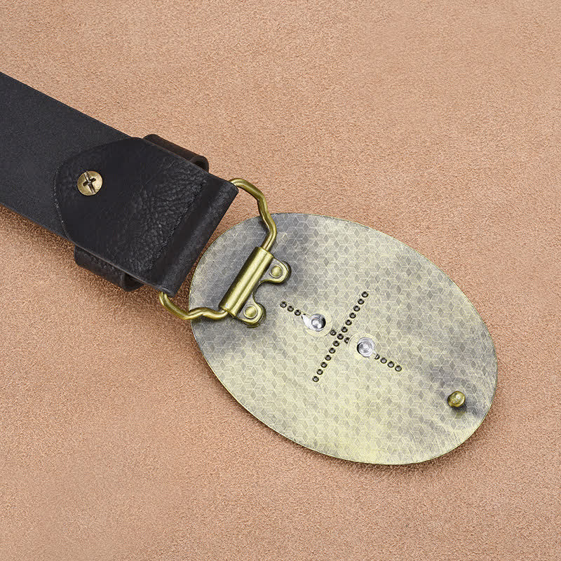 Men's Bull Head Rivet Embossed Leather Belt - Image 5