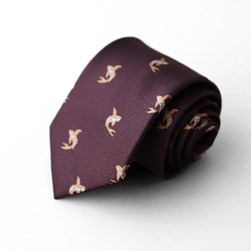 Men's Burgundy Animal Motifs Formal Necktie - Image 2
