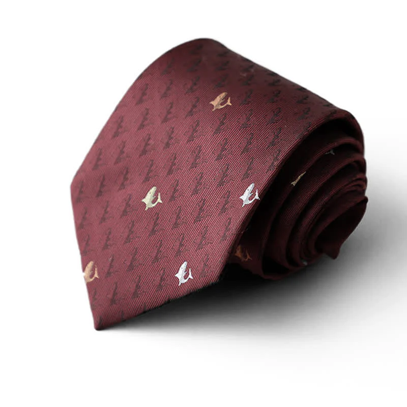Men's Burgundy Animal Motifs Formal Necktie - Image 3