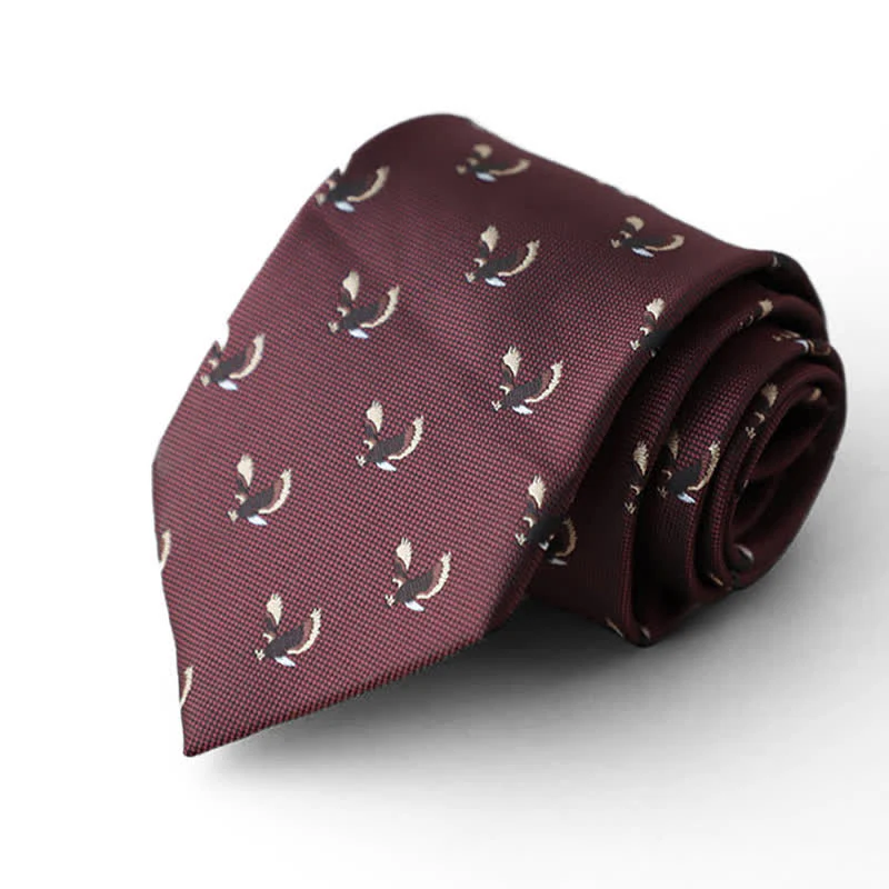 Men's Burgundy Animal Motifs Formal Necktie - Image 4
