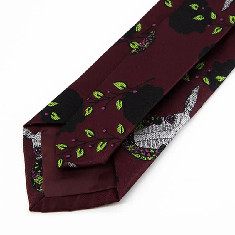 Men's Burgundy Black Rose & Deer Necktie - Image 4