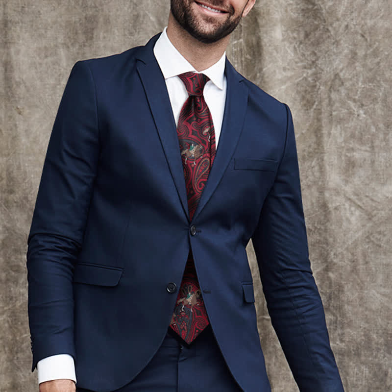 Men's Burgundy Horse Riding Paisley Necktie - Image 3