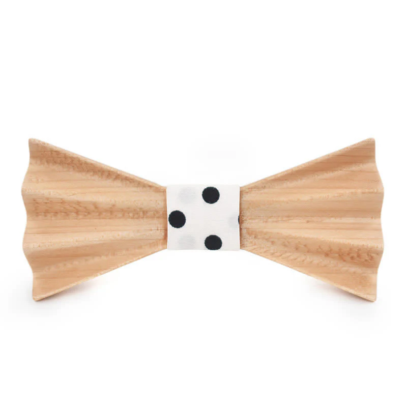 Men's Burlywood Stereo 3D Folded Wooden Bow Tie - Image 2