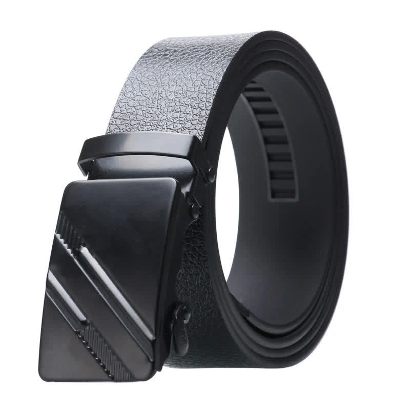 Men's Business Automatic Buckle Black Leather Belt - Image 13