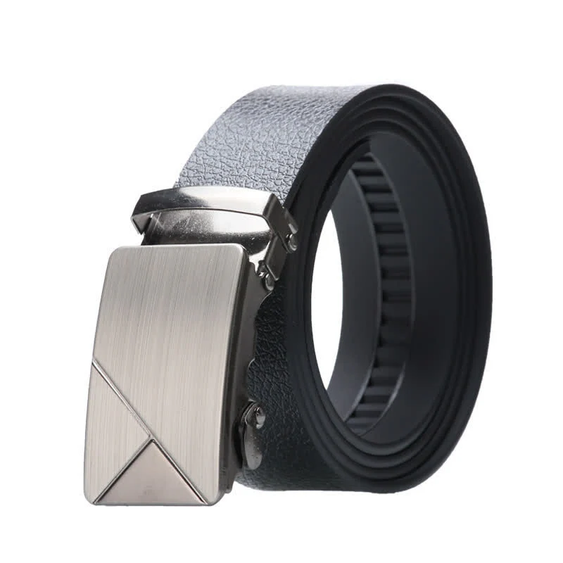 Men's Business Automatic Buckle Black Leather Belt - Image 19