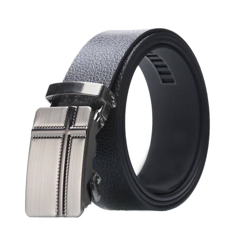 Men's Business Automatic Buckle Black Leather Belt - Image 8