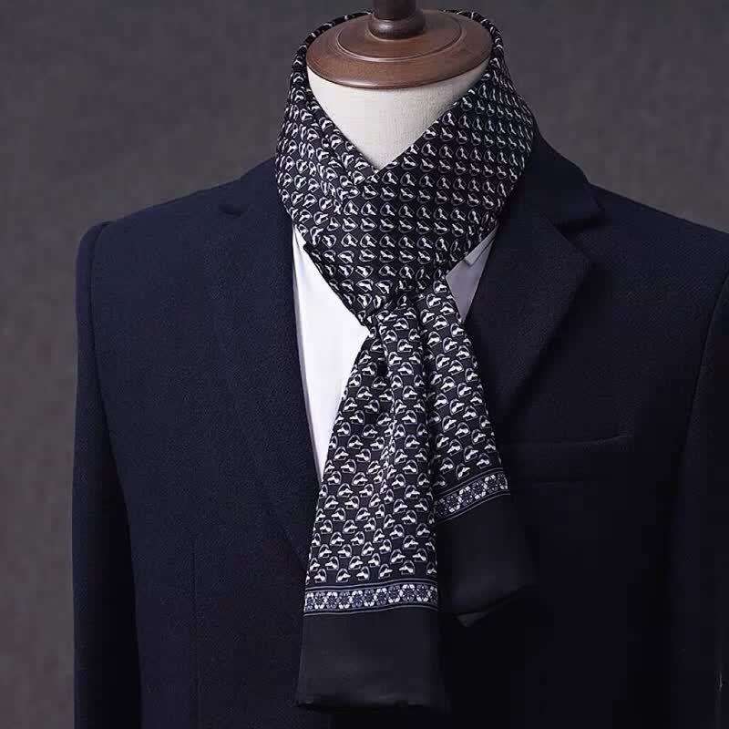 Men's Business Geometrical Figure Thin Long Pure Silk Scarf - Image 14
