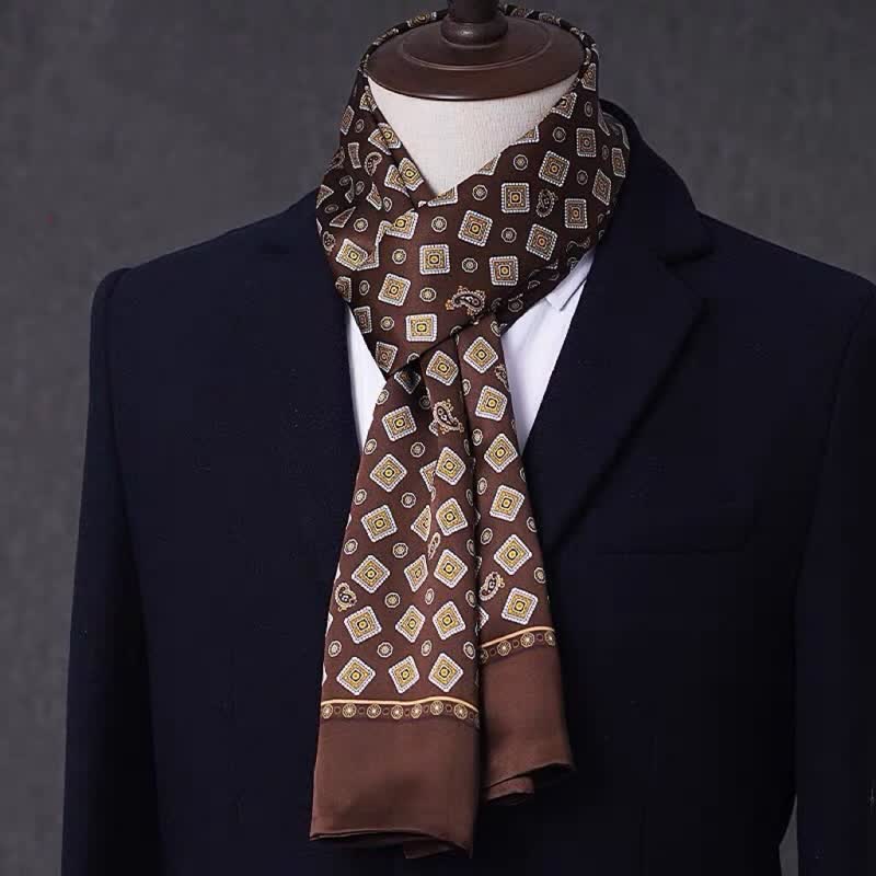 Men's Business Geometrical Figure Thin Long Pure Silk Scarf - Image 15