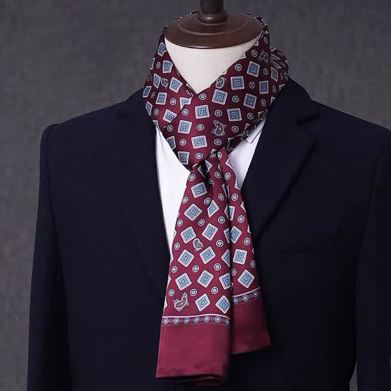 Men's Business Geometrical Figure Thin Long Pure Silk Scarf - Image 16