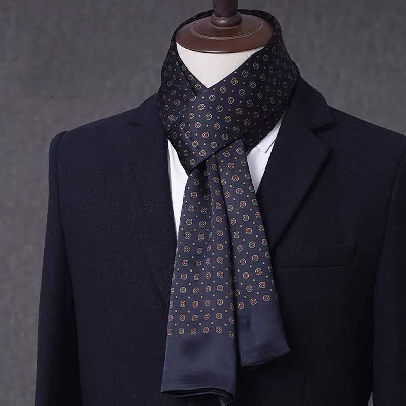 Men's Business Geometrical Figure Thin Long Pure Silk Scarf - Image 17