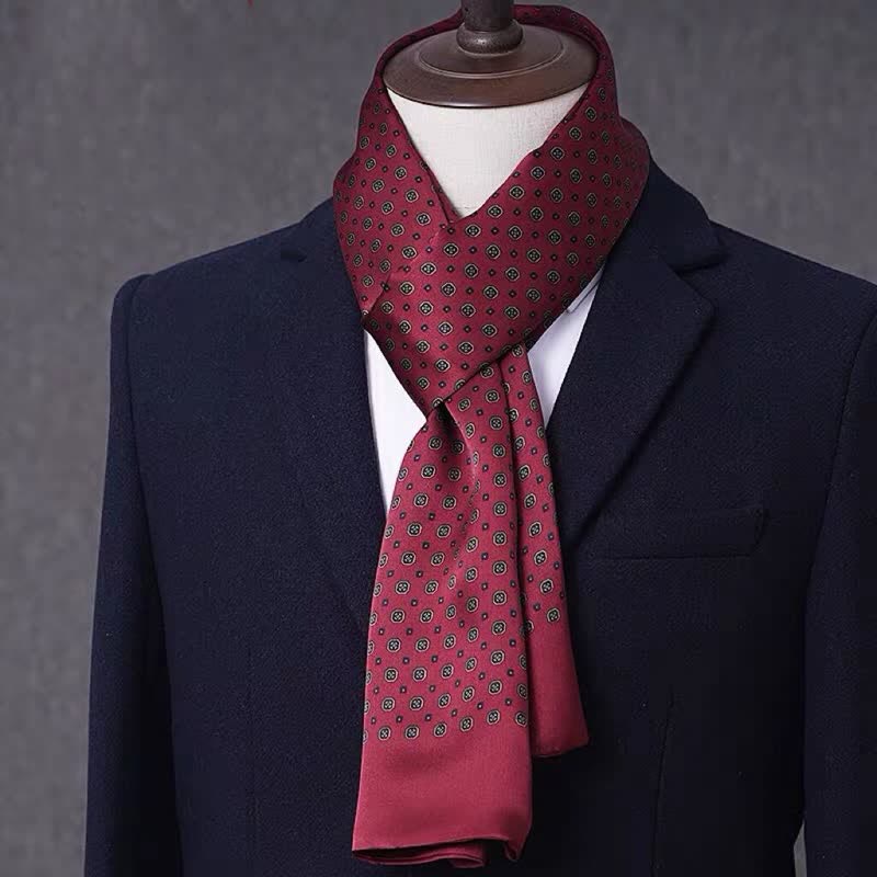 Men's Business Geometrical Figure Thin Long Pure Silk Scarf - Image 18