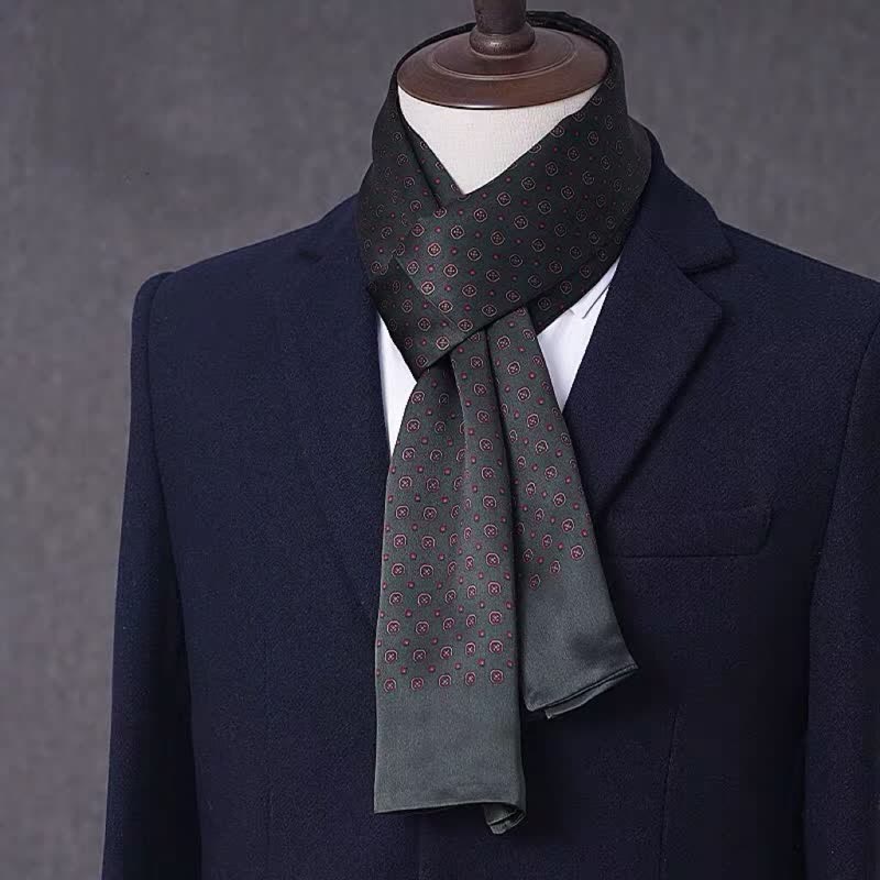 Men's Business Geometrical Figure Thin Long Pure Silk Scarf - Image 19