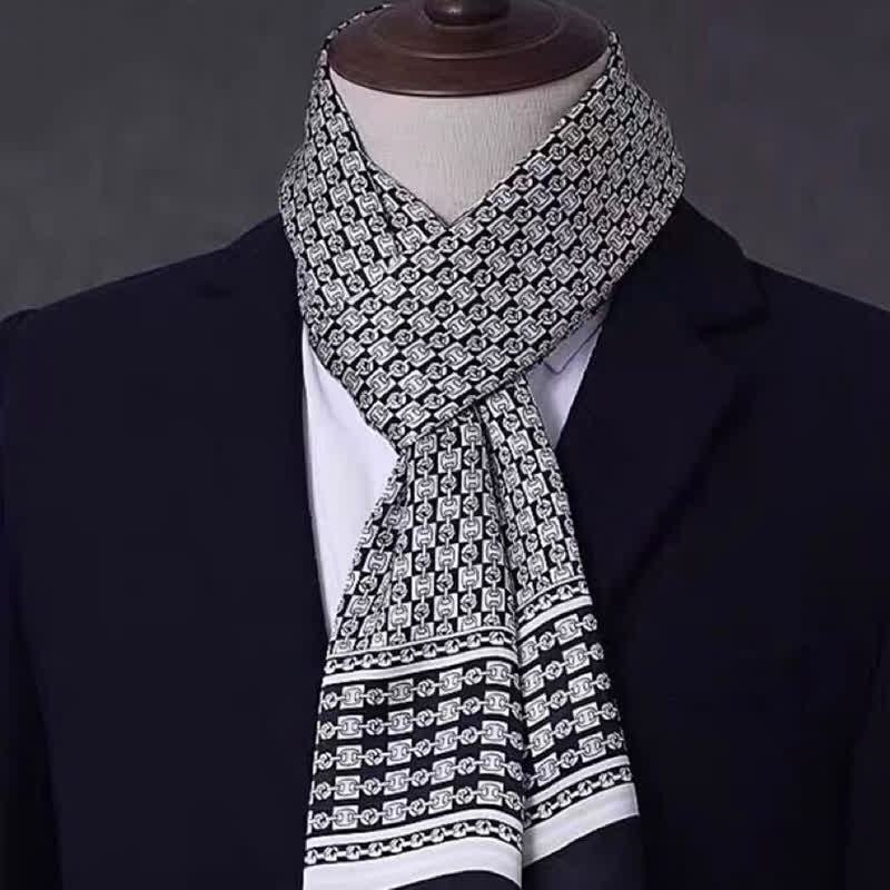Men's Business Geometrical Figure Thin Long Pure Silk Scarf - Image 20