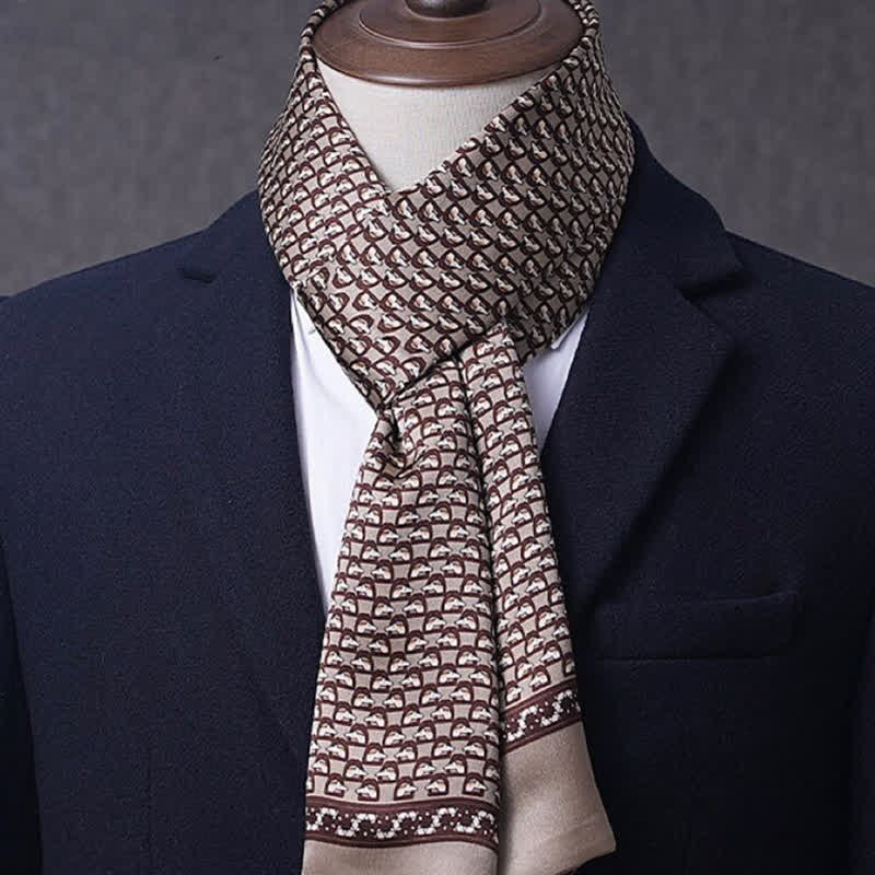 Men's Business Geometrical Figure Thin Long Pure Silk Scarf - Image 21