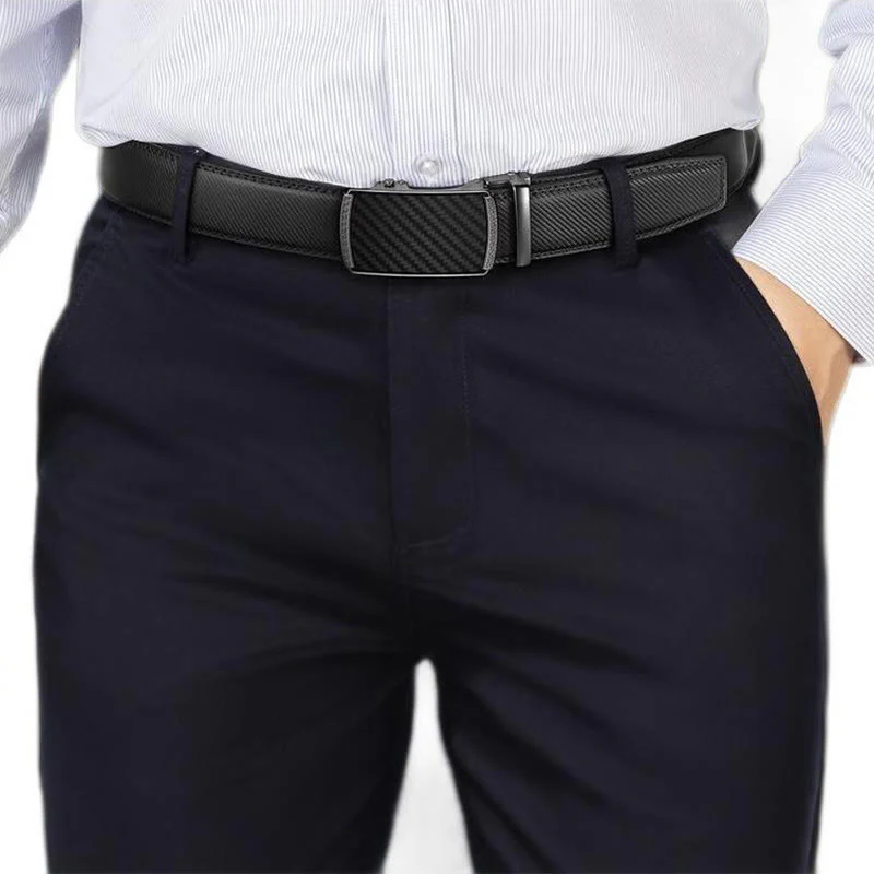 Men's Business Sliding Ratchet Geniune Leather Belt - Image 5