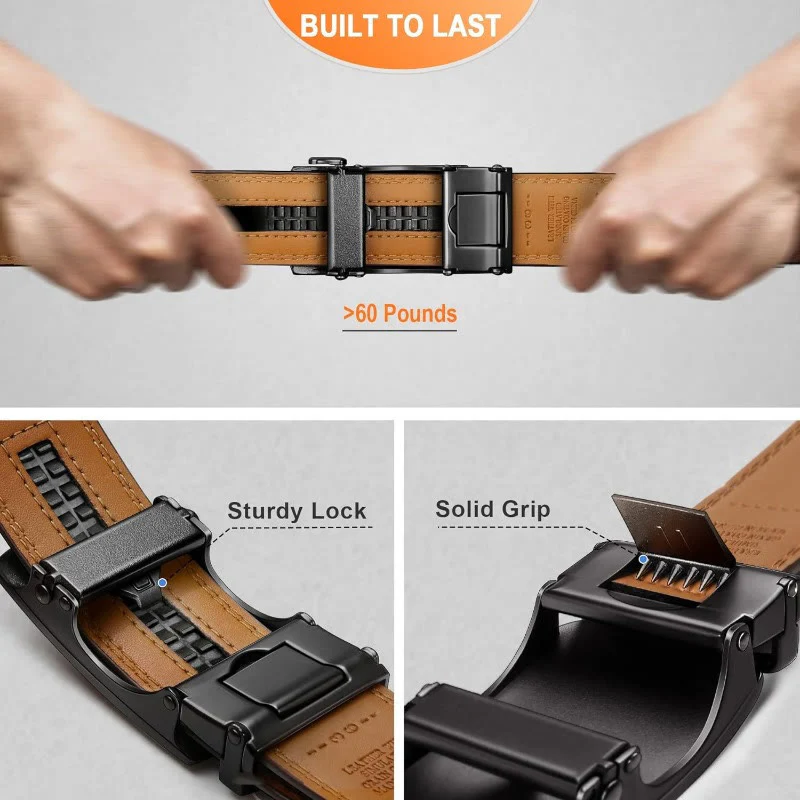 Men's Business Sliding Ratchet Geniune Leather Belt - Image 7