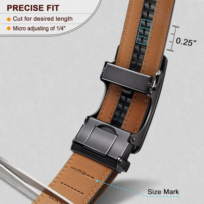 Men's Business Sliding Ratchet Geniune Leather Belt - Image 8