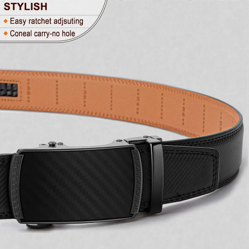 Men's Business Sliding Ratchet Geniune Leather Belt - Image 9