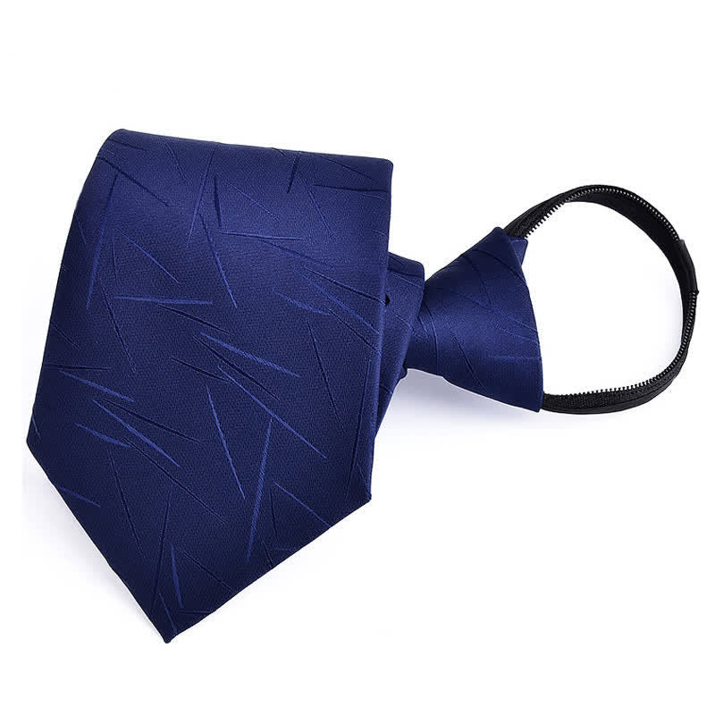 Men's Bussiness Zipper Tie Plaid Striped Necktie - Image 2