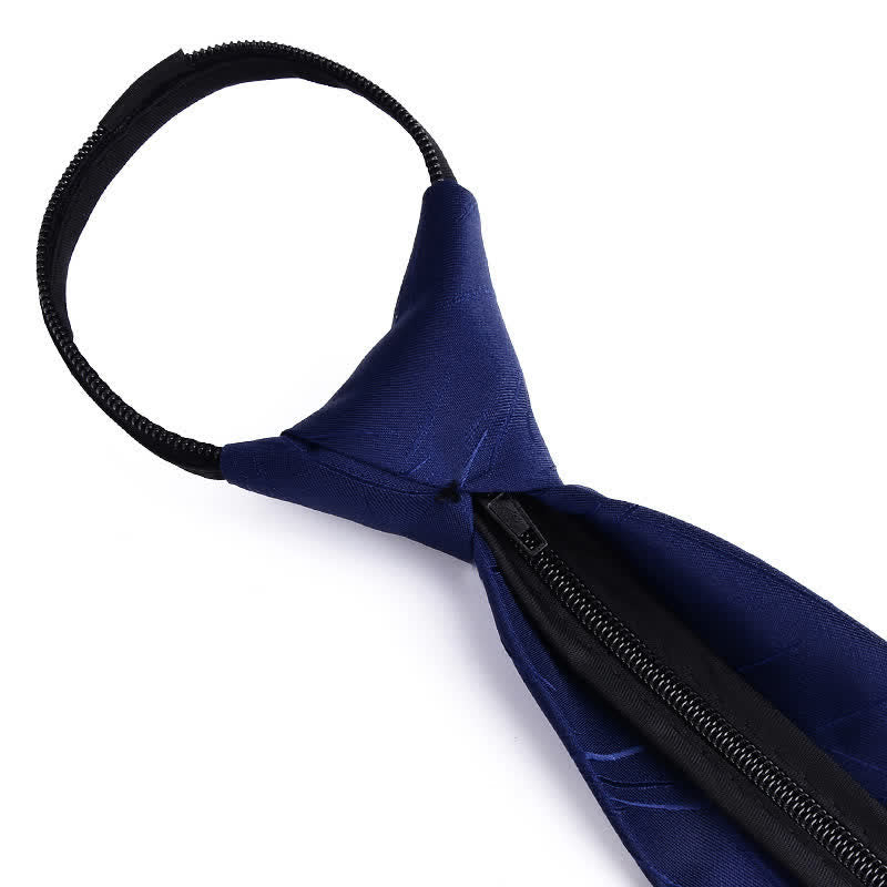 Men's Bussiness Zipper Tie Plaid Striped Necktie - Image 3