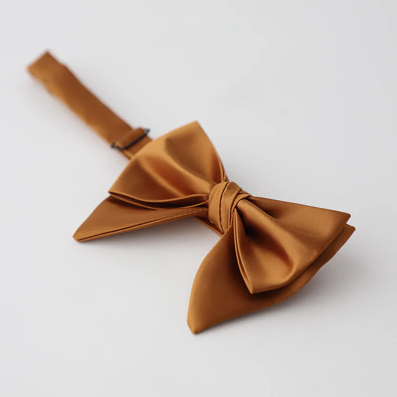 Men's Butterfly Solid Color Double Layered Oversized Pointed Bow Tie - Image 3