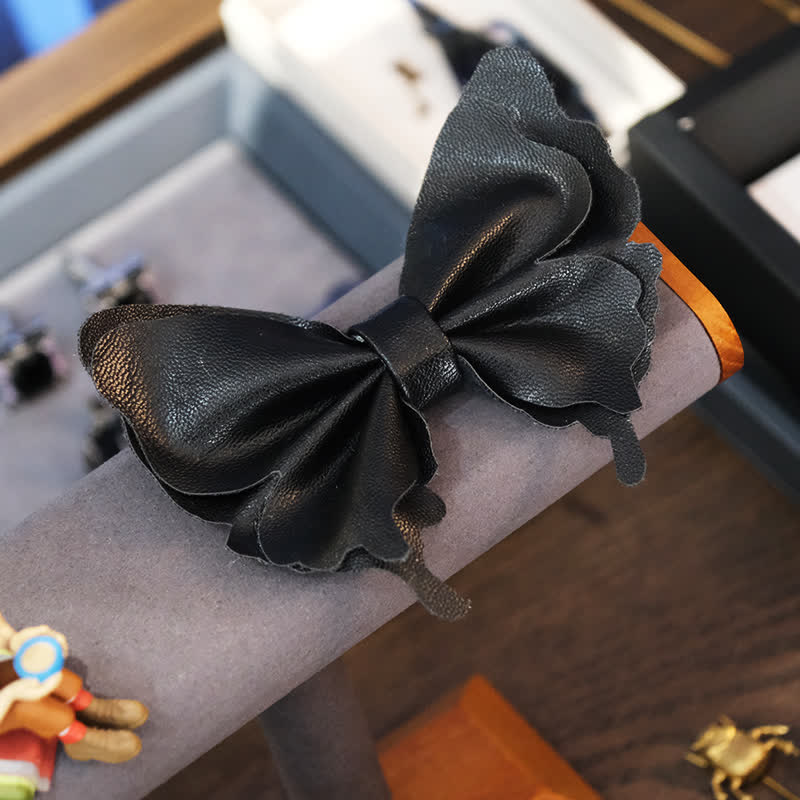 Men's Butterfly Vegetable-tanned Leather Bow Tie - Image 2