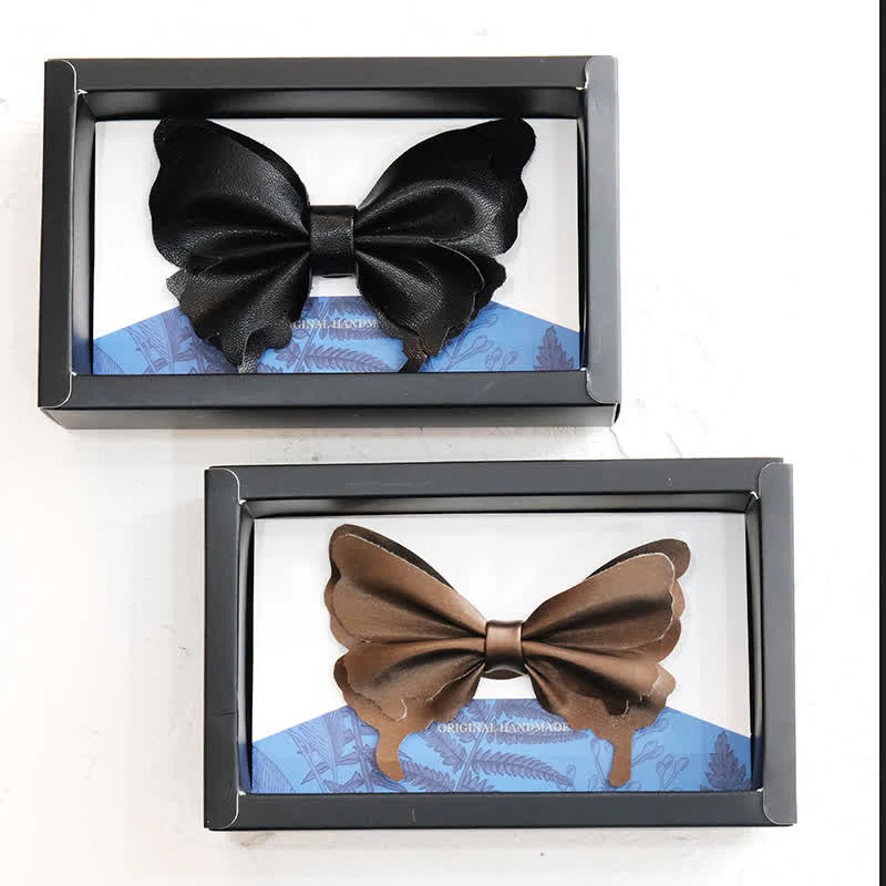 Men's Butterfly Vegetable-tanned Leather Bow Tie - Image 5