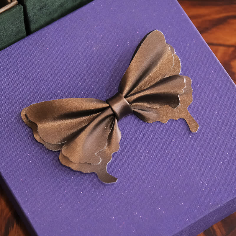 Men's Butterfly Vegetable-tanned Leather Bow Tie - Image 6