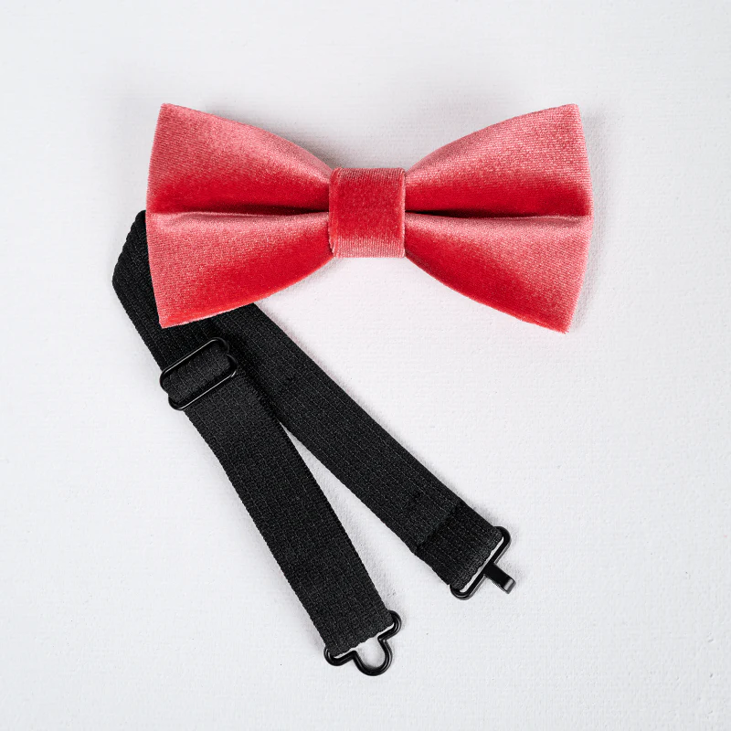 Men's Carmine Solid Color Velvet Bow Tie - Image 6