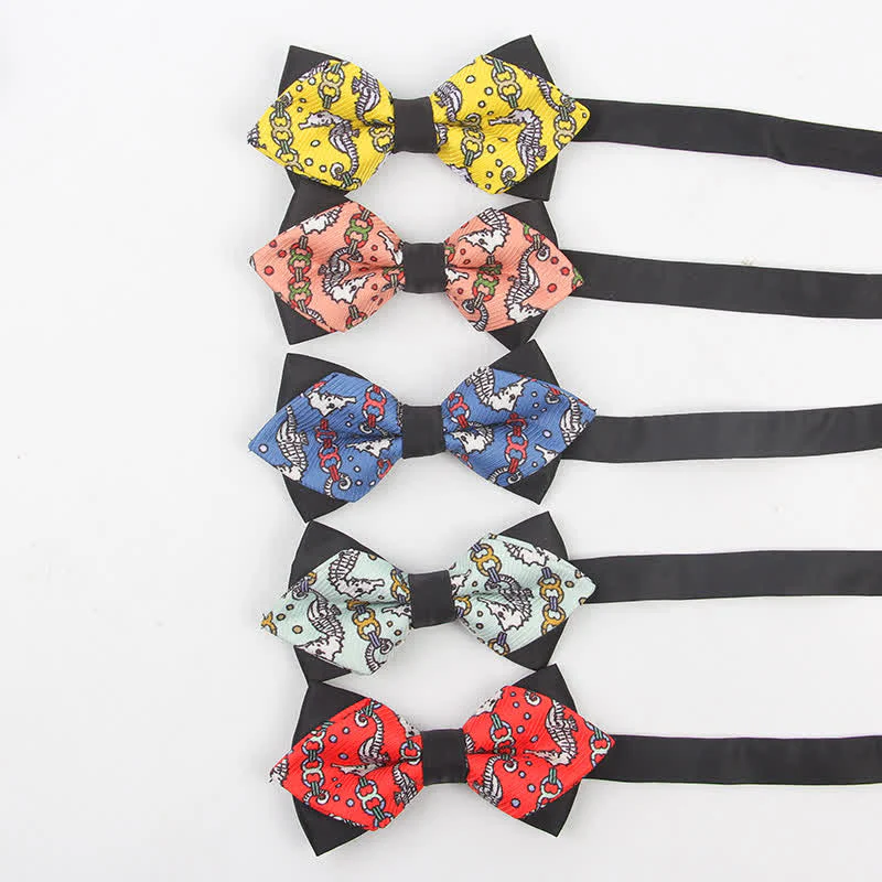 Men's Cartoon Sea Horse Pointy Bow Tie - Image 3