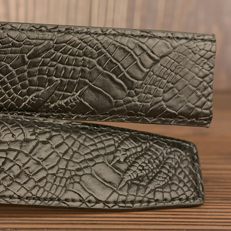 Men's Carved Eagle Crocodile Pattern Leather Belt - Image 11