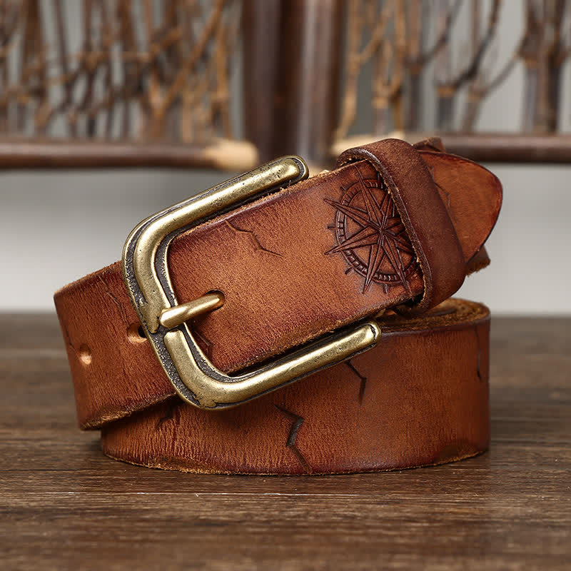 Men's Carving Crack Ship Anchor Leather Belt - Image 11