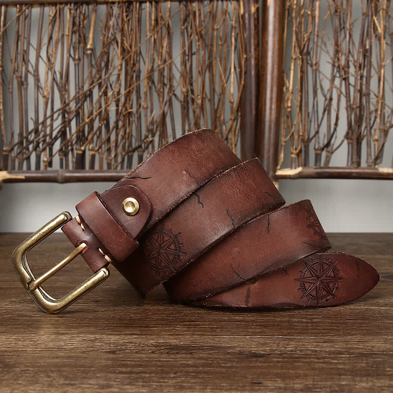 Men's Carving Crack Ship Anchor Leather Belt - Image 12