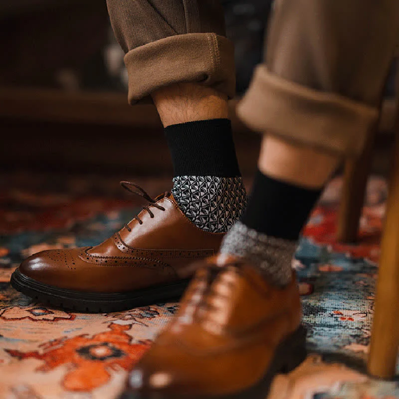 Men's Casual Black & White Mercerized Cotton Socks - Image 3