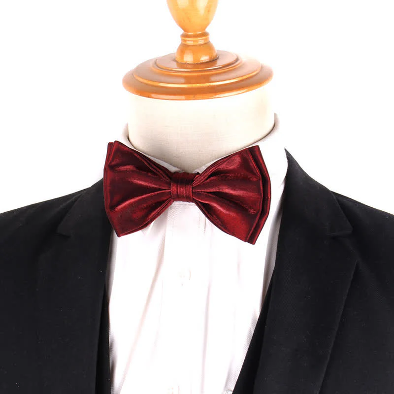 Men's Casual Candy Solid Color Double Layer Bow Tie - Image 4