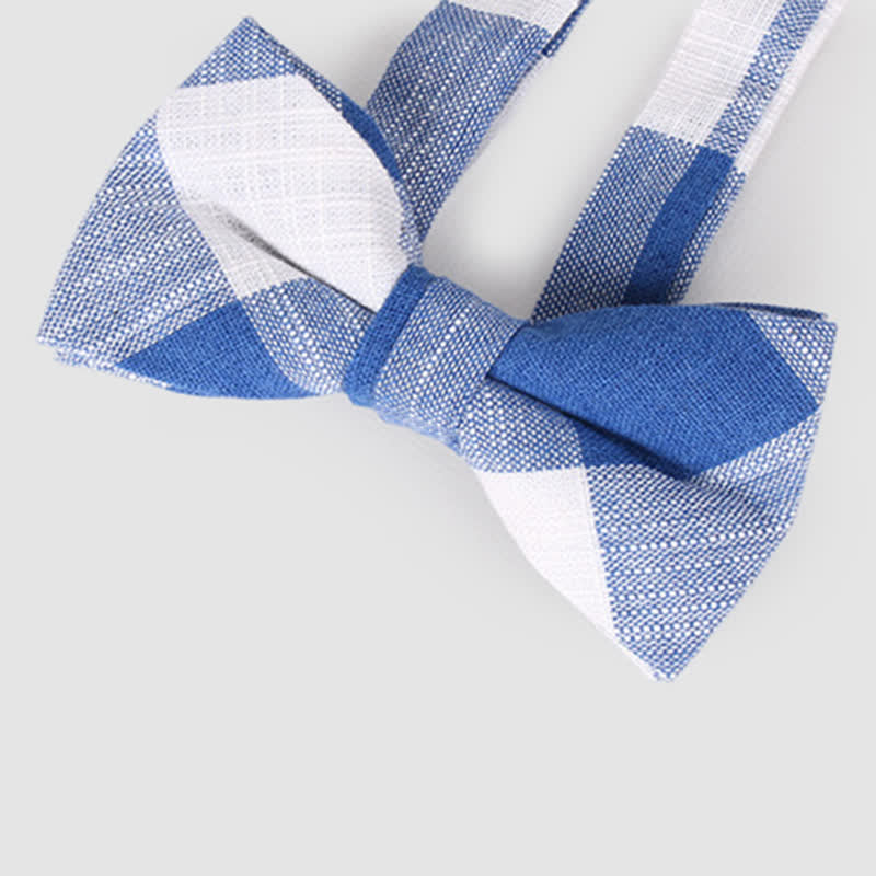 Men's Casual Classic Checked Striped Cotton Bow Tie - Image 4