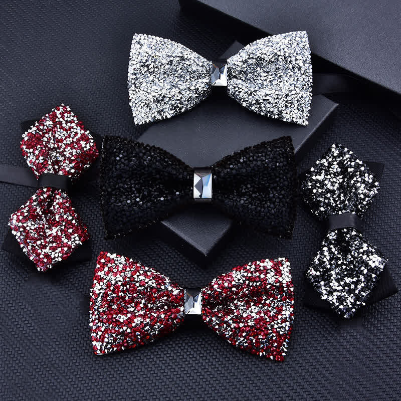 Men's Casual Fashion Crystal Rhinestone Bow Tie - Image 2