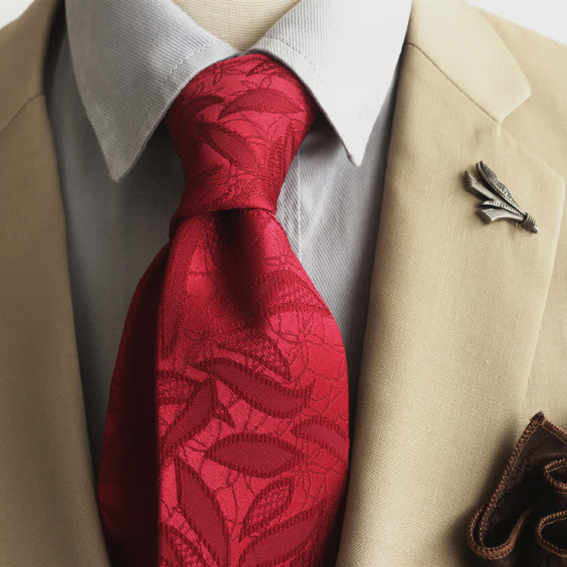 Men's Casual Floral Jacquard Leaves Pattern Necktie - Image 14