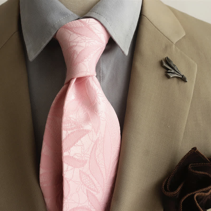 Men's Casual Floral Jacquard Leaves Pattern Necktie - Image 15